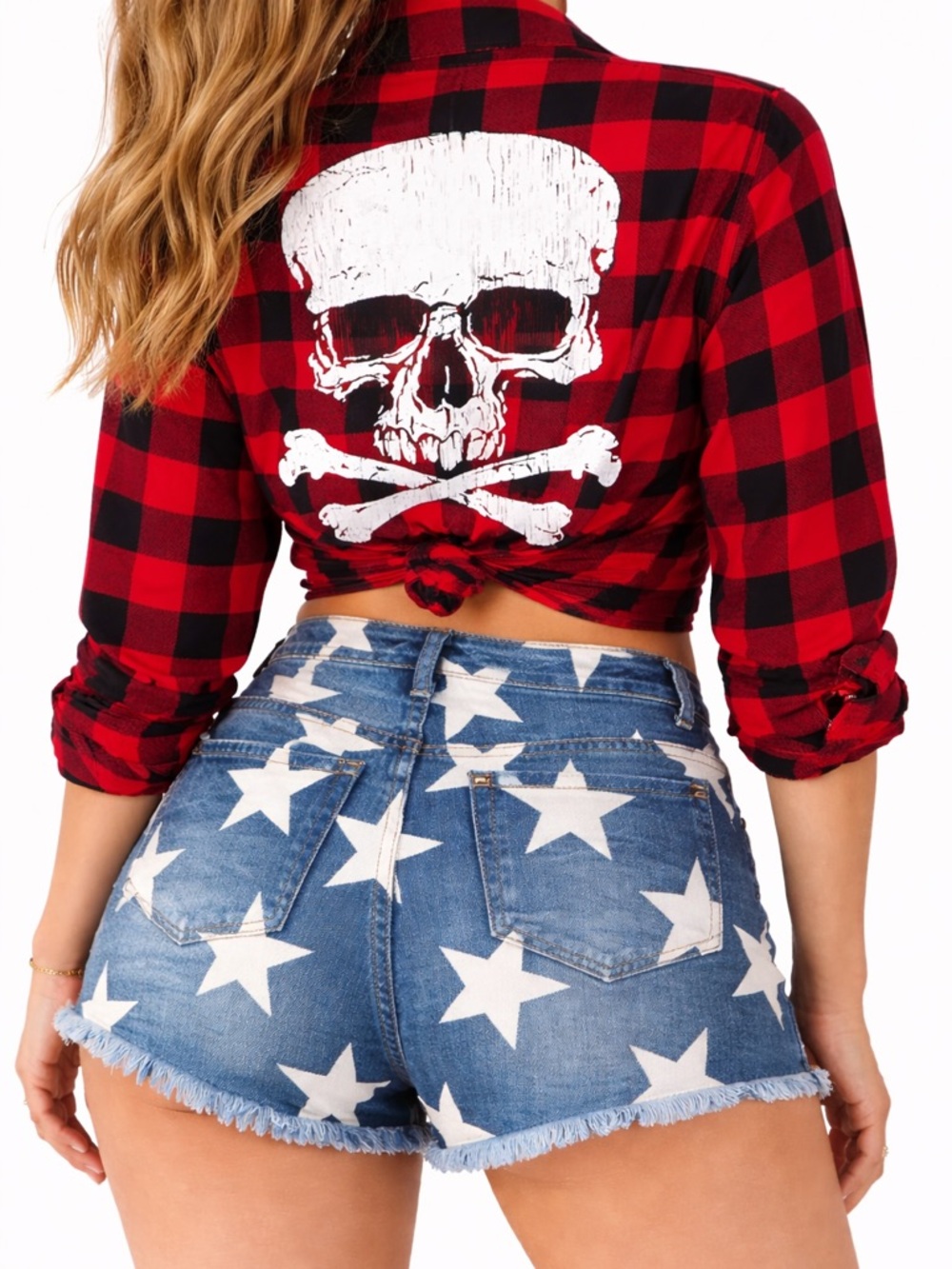 ❤️ skull plaid shirt